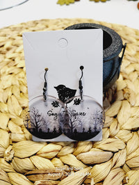 Halloween Acrylic Round Cemetery Earrings Costume Jewerly