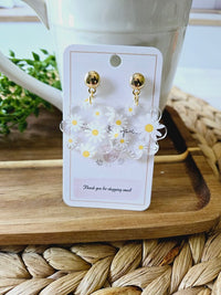 Yellow Daisy Flower Acrylic Gold Earrings