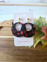 Fall Red Maple Leaves Gold Post Earrings