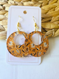 Fall Colorful Brown Leaves with Leather Earrings