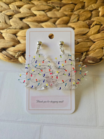 Frosted Christmas Tree with Lights Dangle Earrings