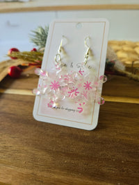 Pink Snowflake Frosted Acrylic Dangle Earrings