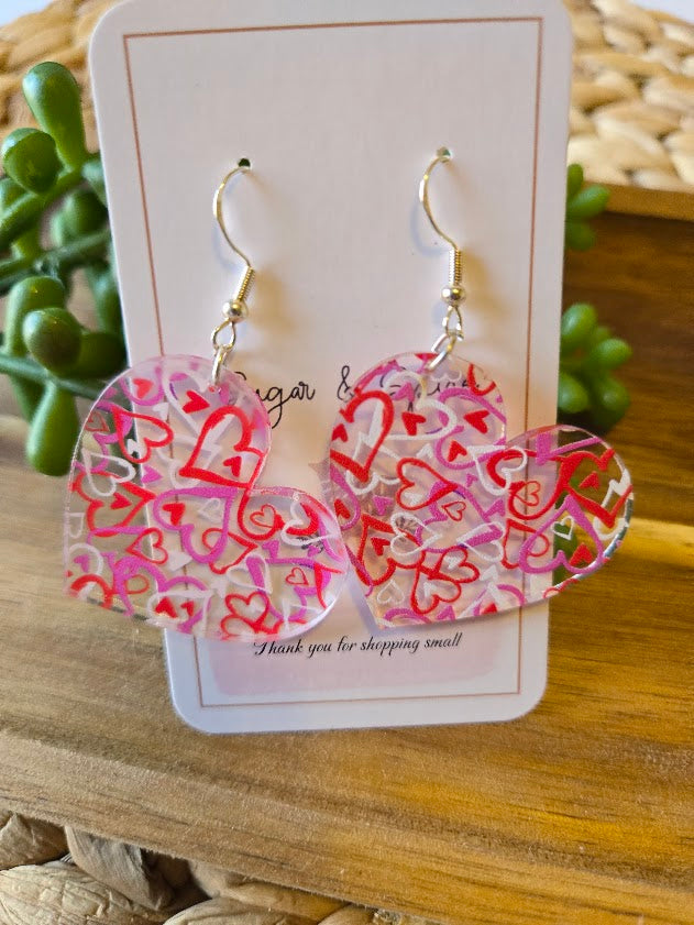 Valentines Day Heart Shape Acrylic Earrings