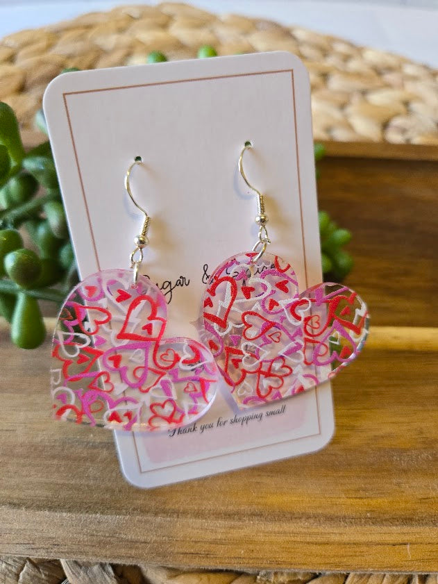 Valentines Day Heart Shape Acrylic Earrings