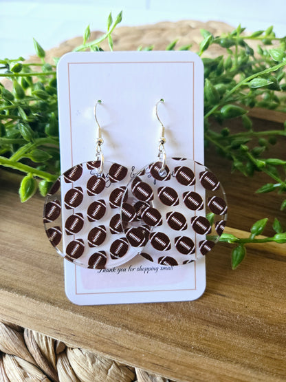 Football Round Acrylic Earrings