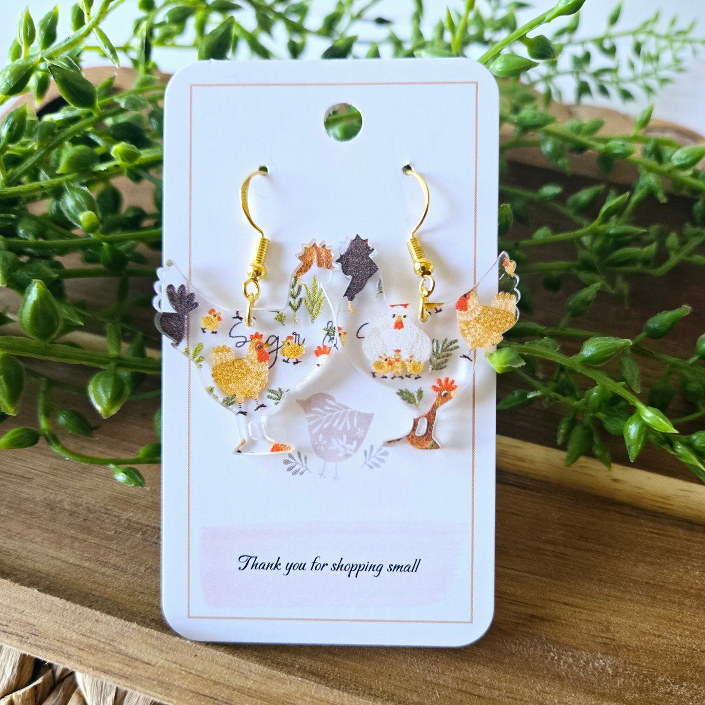 Chicken Shape Fun Farm Acrylic Earrings