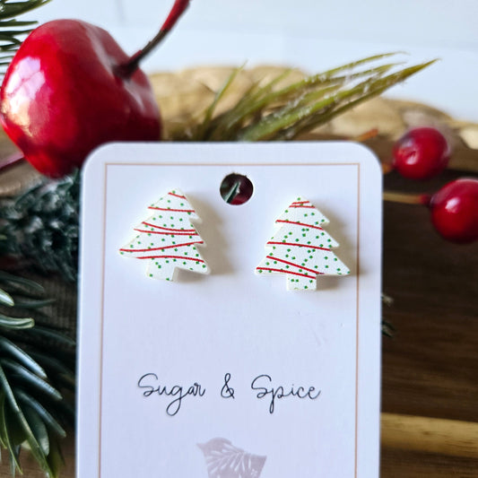 Christmas Tree Snack Cake Stud Earrings