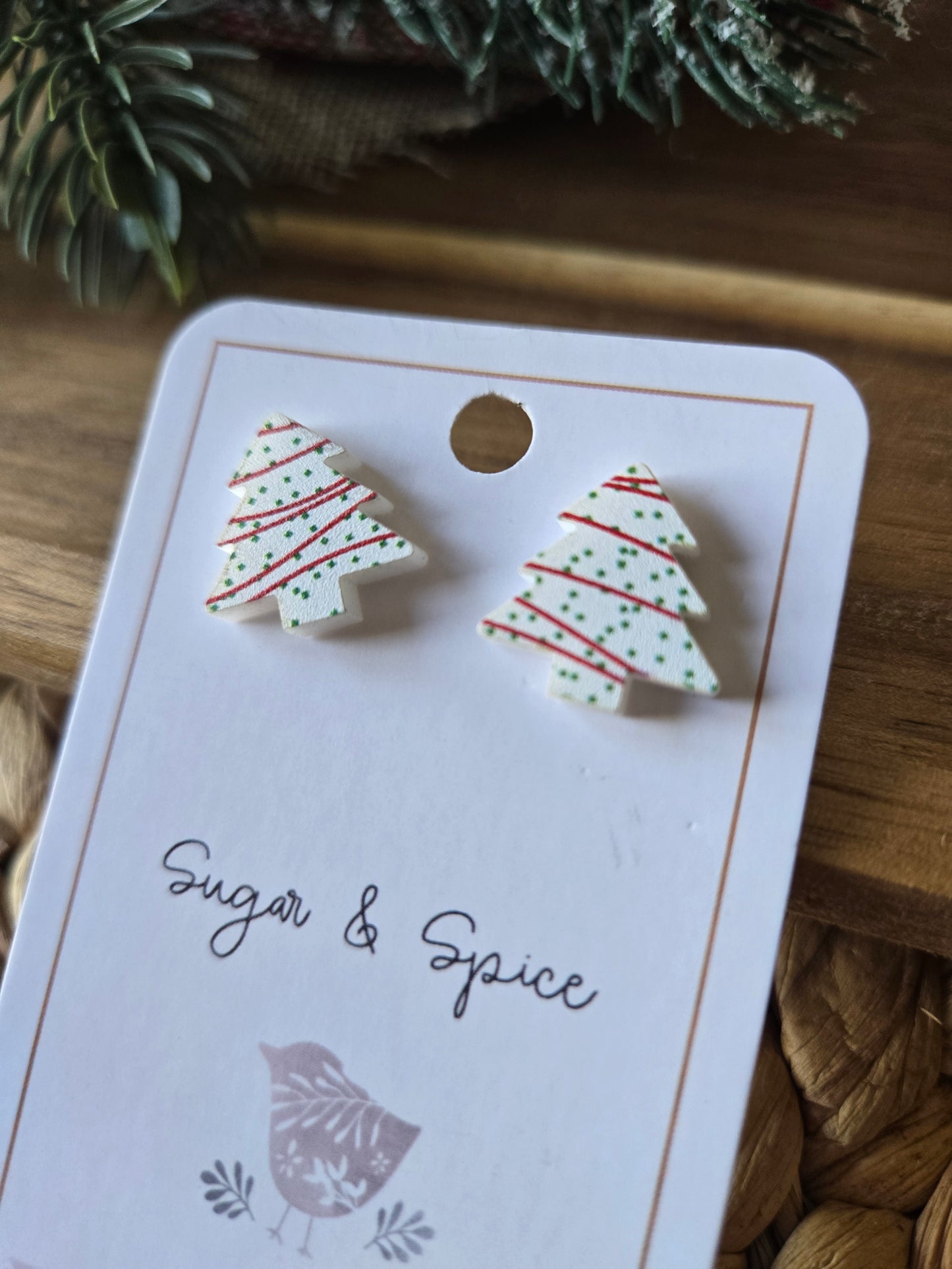 Christmas Tree Snack Cake Stud Earrings