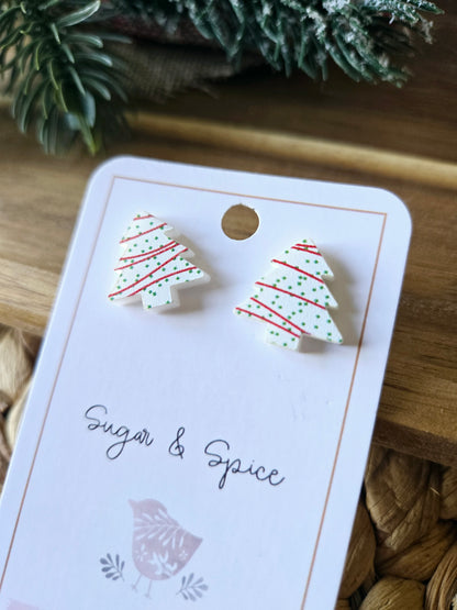 Christmas Tree Snack Cake Stud Earrings