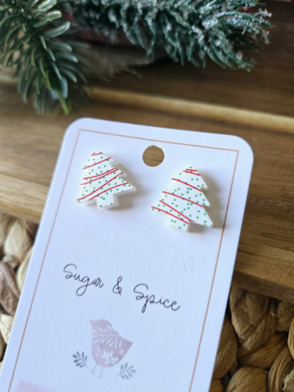 Christmas Tree Snack Cake Stud Earrings