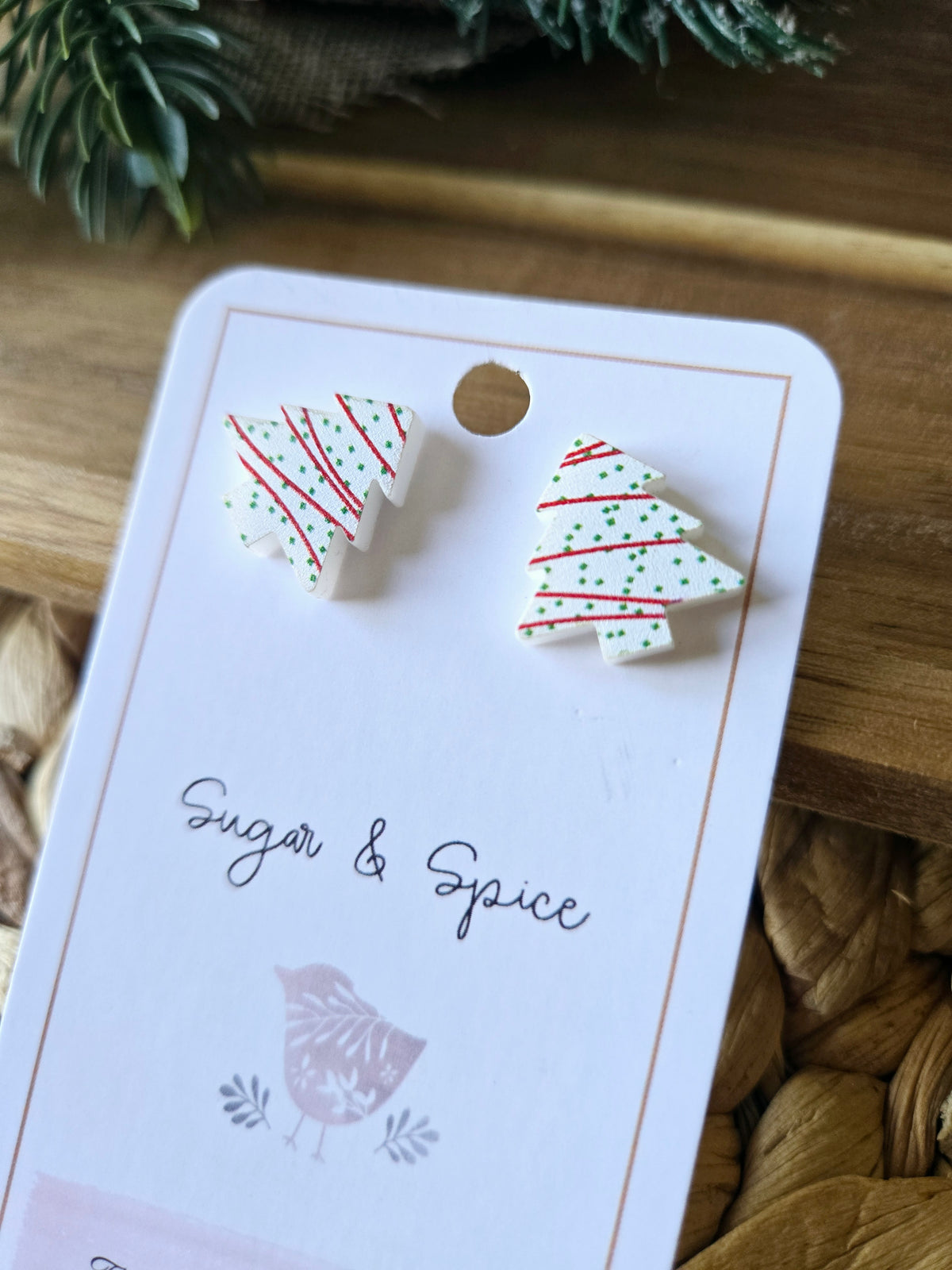 Christmas Tree Snack Cake Stud Earrings