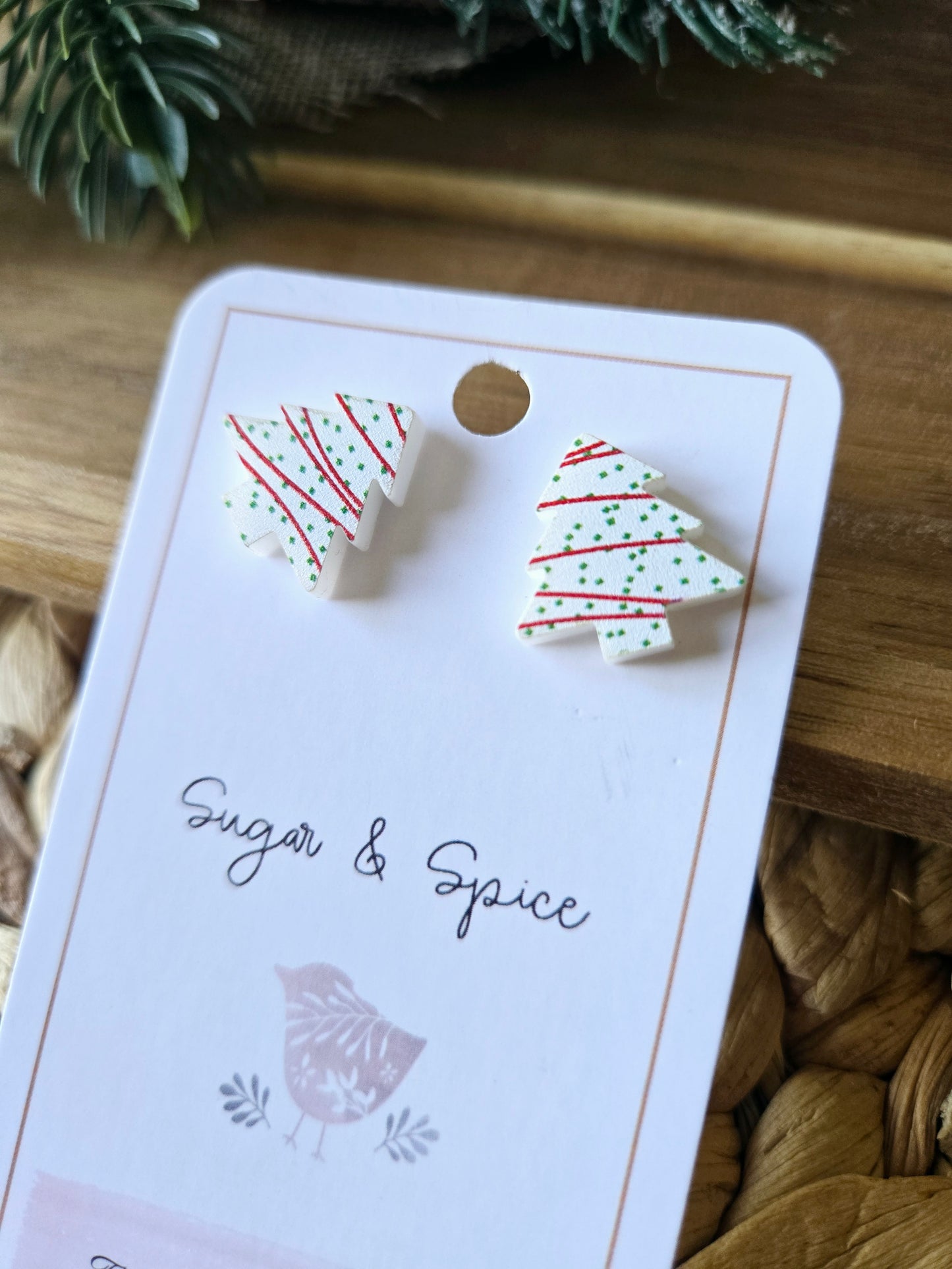 Christmas Tree Snack Cake Stud Earrings