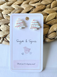 Christmas Tree Snack Cake Stud Earrings