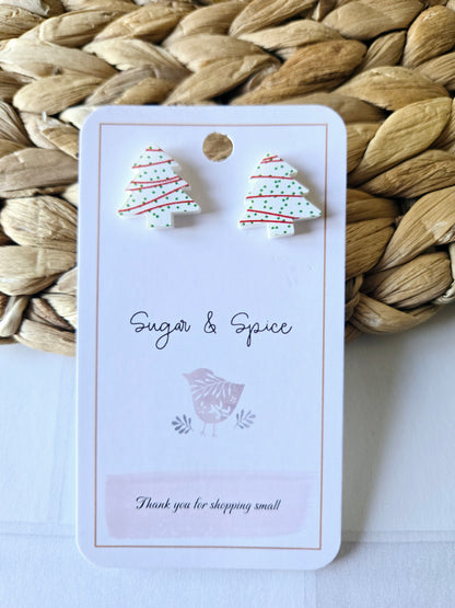 Christmas Tree Snack Cake Stud Earrings