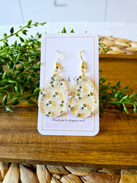 Bee Pattern Acrylic Teardrop Gold Earrings