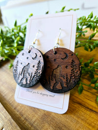 Sasquatch Wood Engraved Rustic Earrings