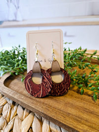 Rustic Western Tan Leather Hoop Earrings