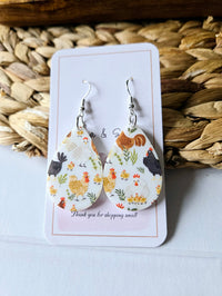 Chicken Teardrop White Acrylic Earrings