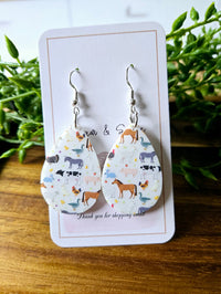 Farm Teardrop White Acrylic Earrings