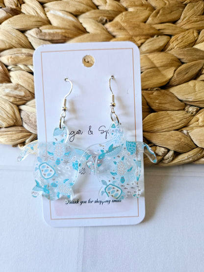 Beach Pattern Turtle Shape Acrylic Dangle Earrings