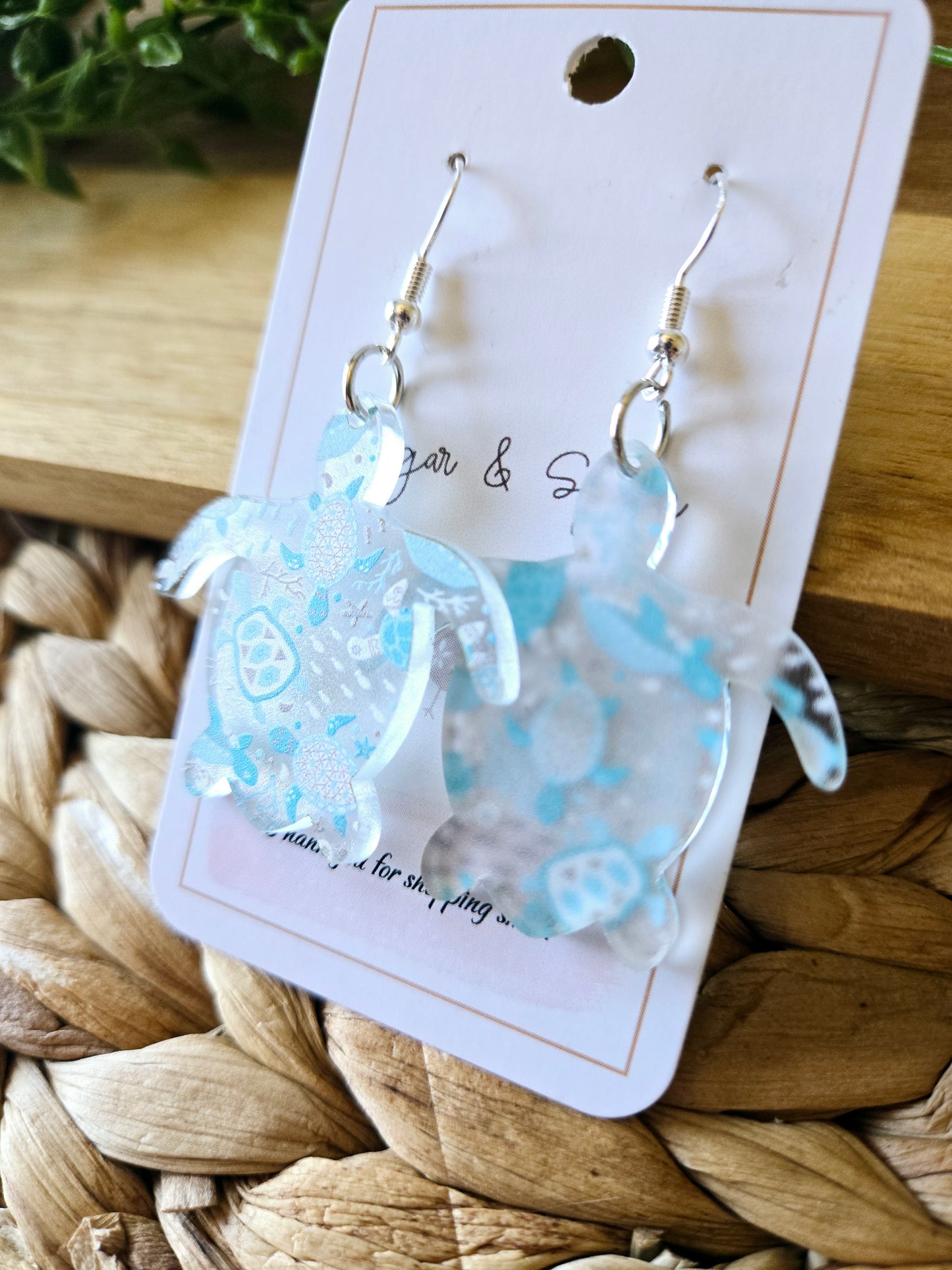 Beach Pattern Turtle Shape Acrylic Dangle Earrings