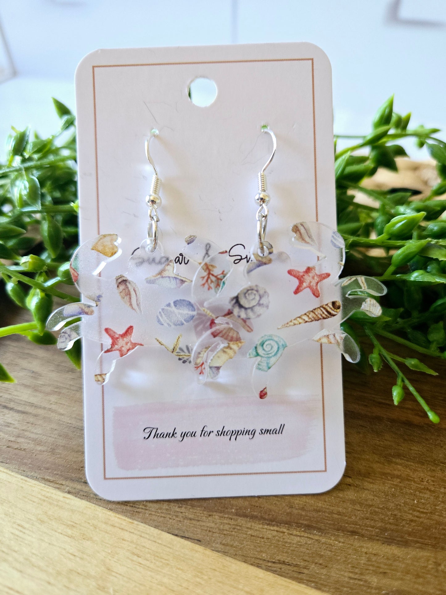 Sea Crab Acrylic Dangle Earrings, Beach Jewelry, Summer Vibes