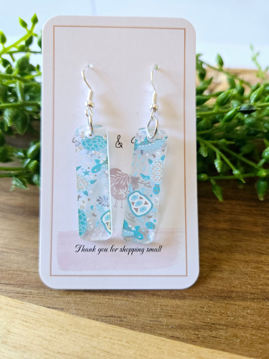 Sea Creature Acrylic Dangle Earrings, Beach Jewelry, Summer Vibes