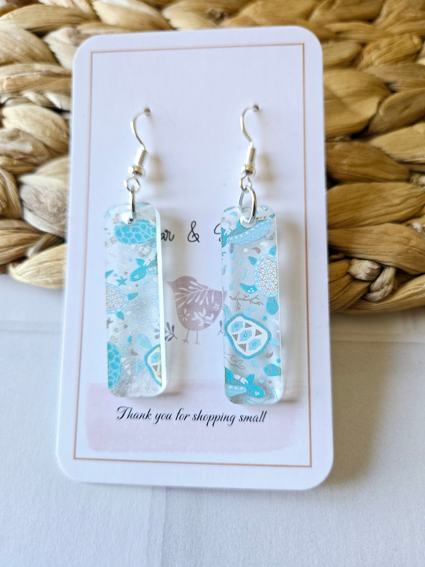 Sea Creature Acrylic Dangle Earrings, Beach Jewelry, Summer Vibes