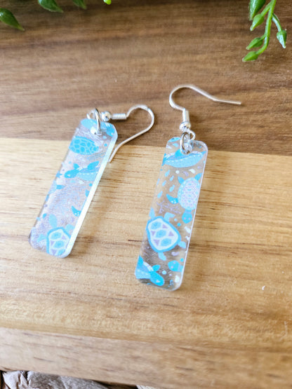 Sea Creature Acrylic Dangle Earrings, Beach Jewelry, Summer Vibes