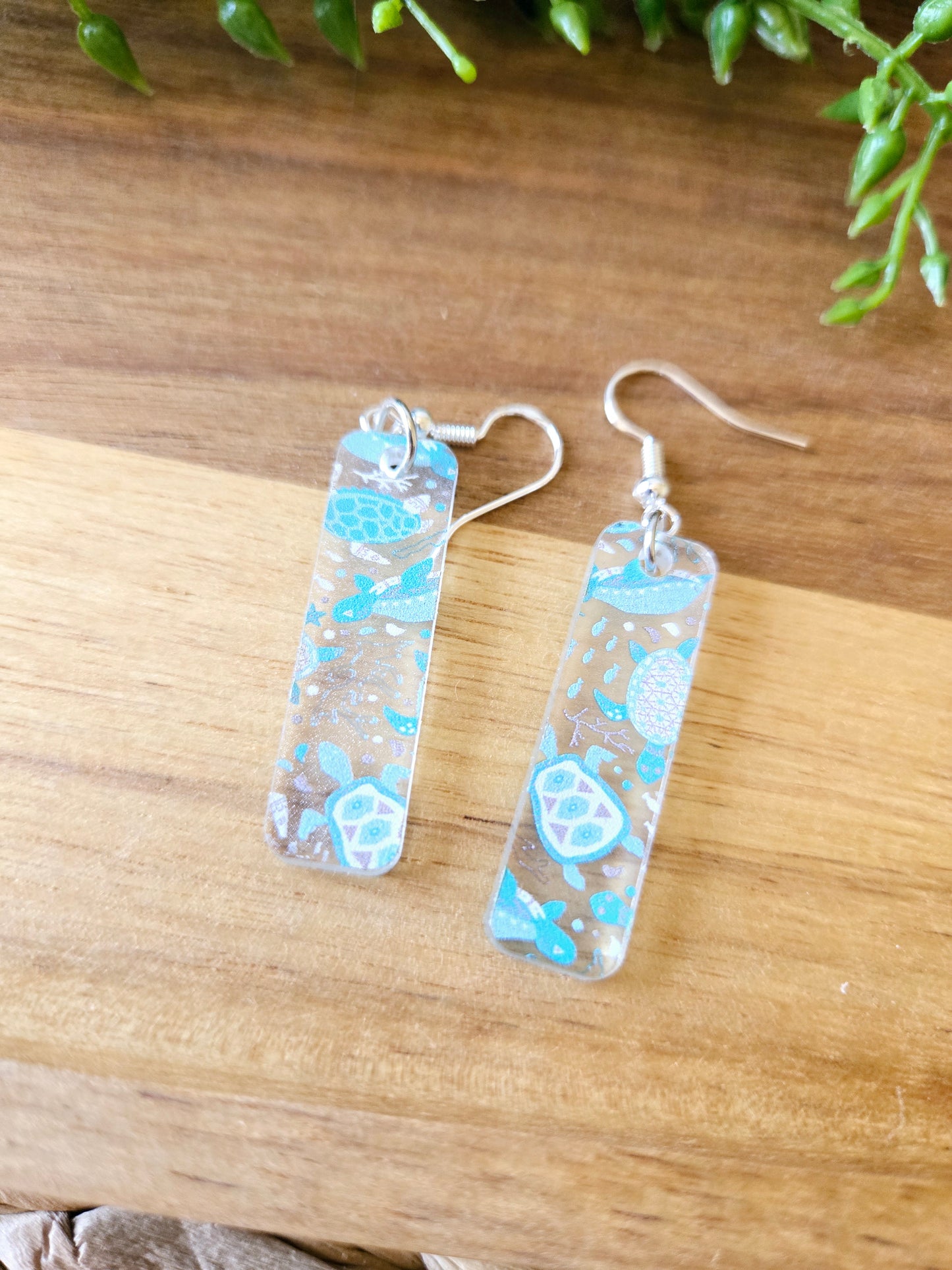 Sea Creature Acrylic Dangle Earrings, Beach Jewelry, Summer Vibes