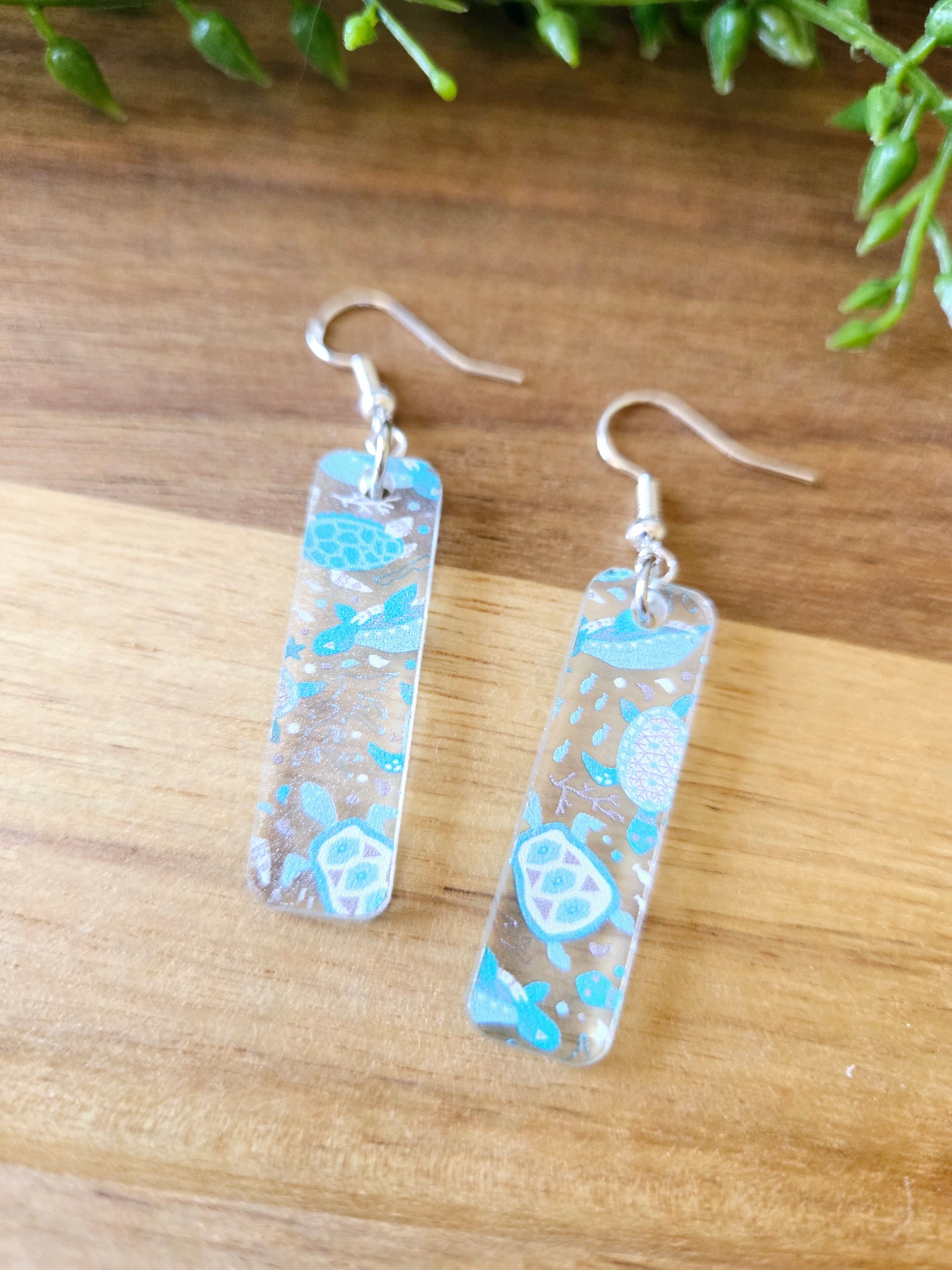 Sea Creature Acrylic Dangle Earrings, Beach Jewelry, Summer Vibes