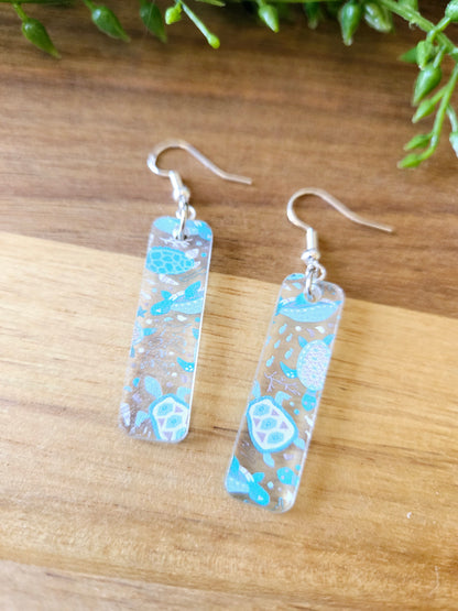 Sea Creature Acrylic Dangle Earrings, Beach Jewelry, Summer Vibes