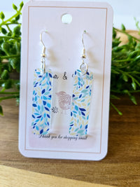 Blue Pattern Beach Theme Acrylic Dangle Earrings, Beach Jewelry, Summer Vibes