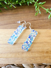 Blue Pattern Beach Theme Acrylic Dangle Earrings, Beach Jewelry, Summer Vibes