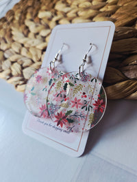 Frosted Poinsettia Christmas Dangle Earrings