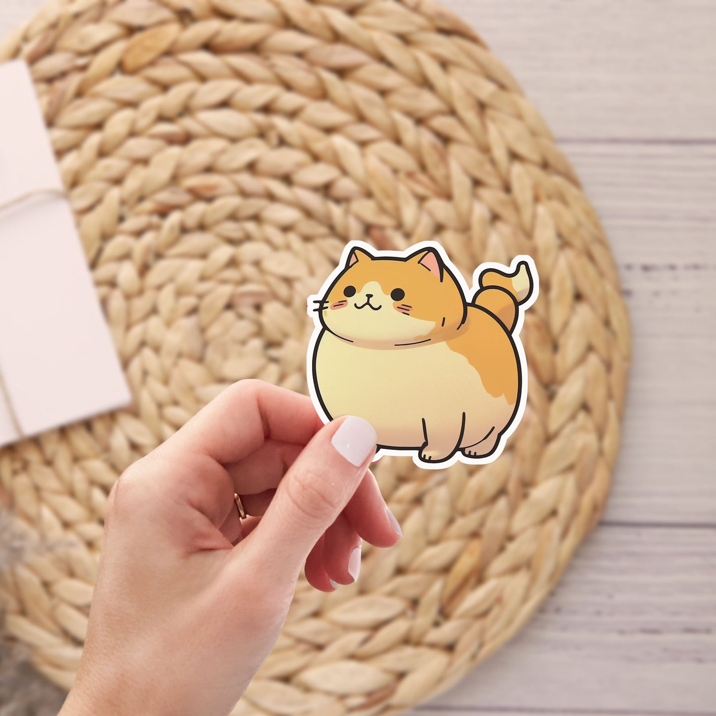Chubby Orange Cat Stickers — Cute Kiss-Cut Laptop Decal