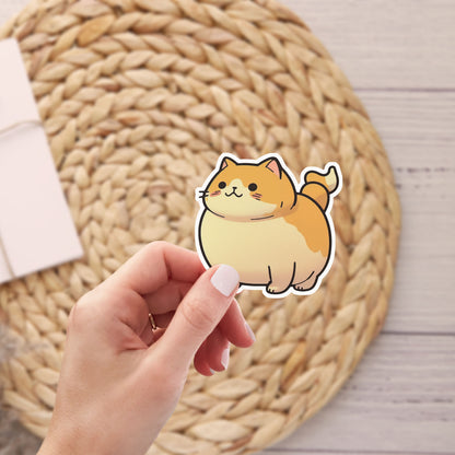 Chubby Orange Cat Stickers — Cute Kiss-Cut Laptop Decal