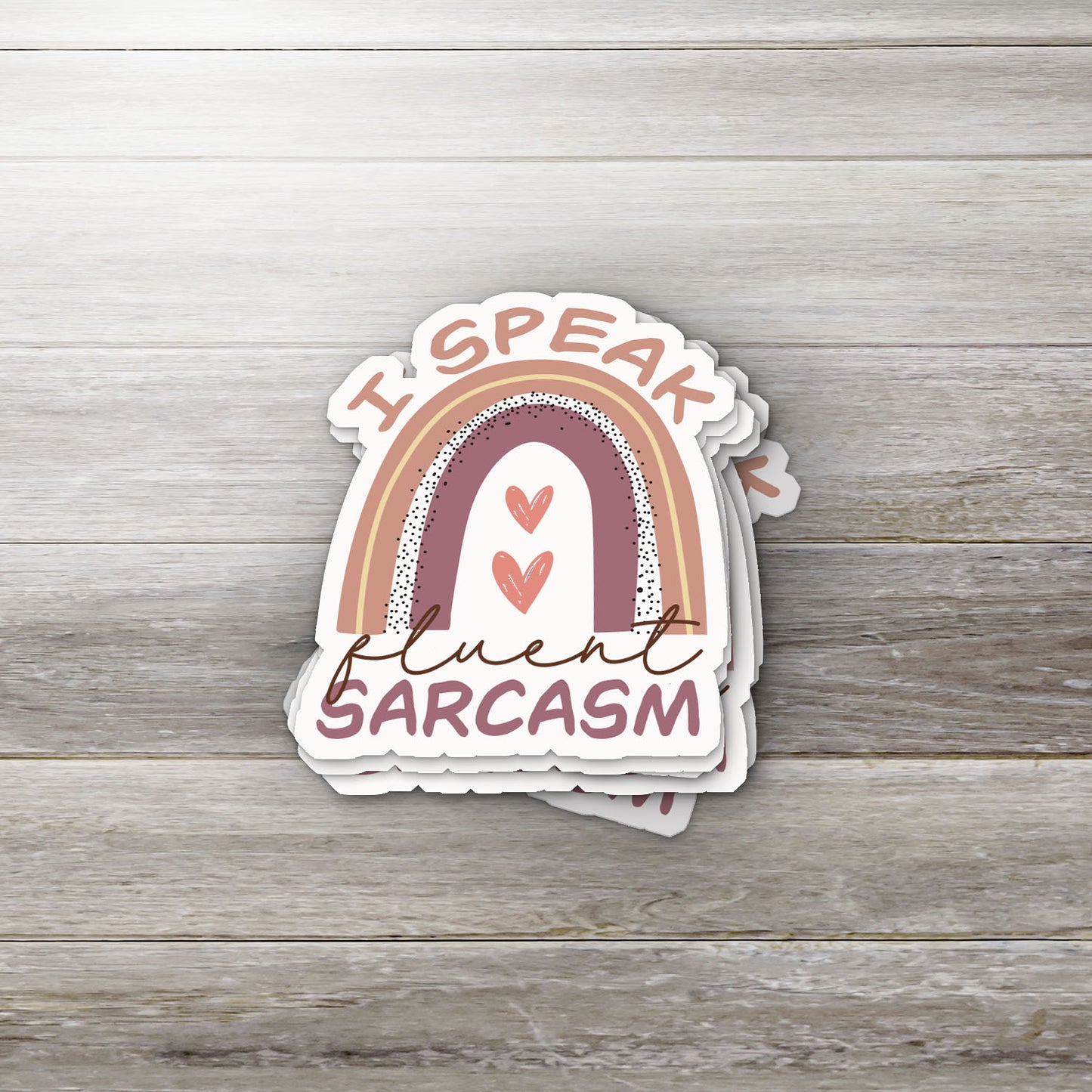 I Speak Fluent Sarcasm Kiss-Cut Stickers — Retro Rainbow Humor