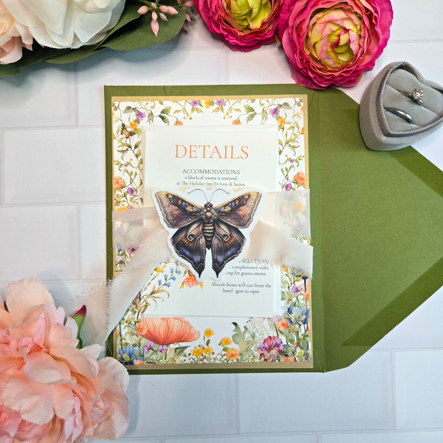 Wildflower Garden Wedding Invitation Suite with QR code