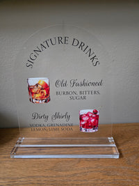 Cocktail His and Hers Illustration Acrylic Table Sign