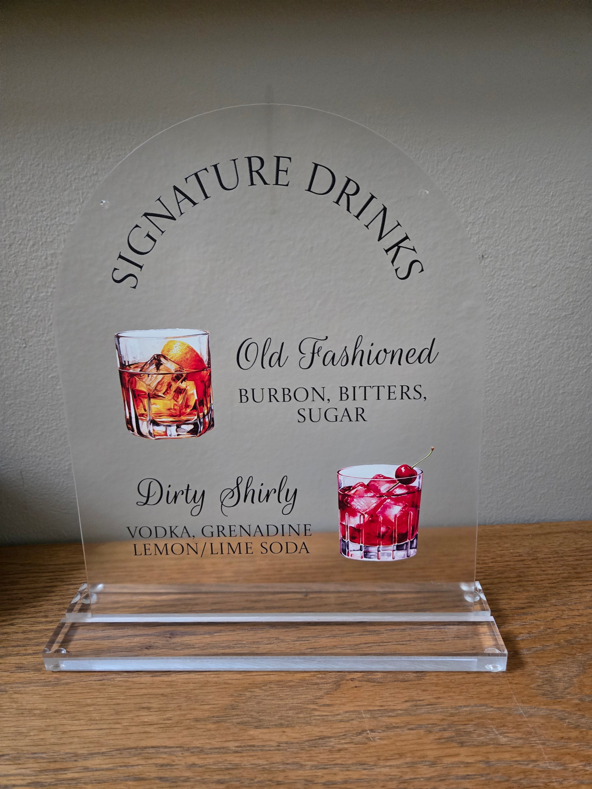 Cocktail His and Hers Illustration Acrylic Table Sign