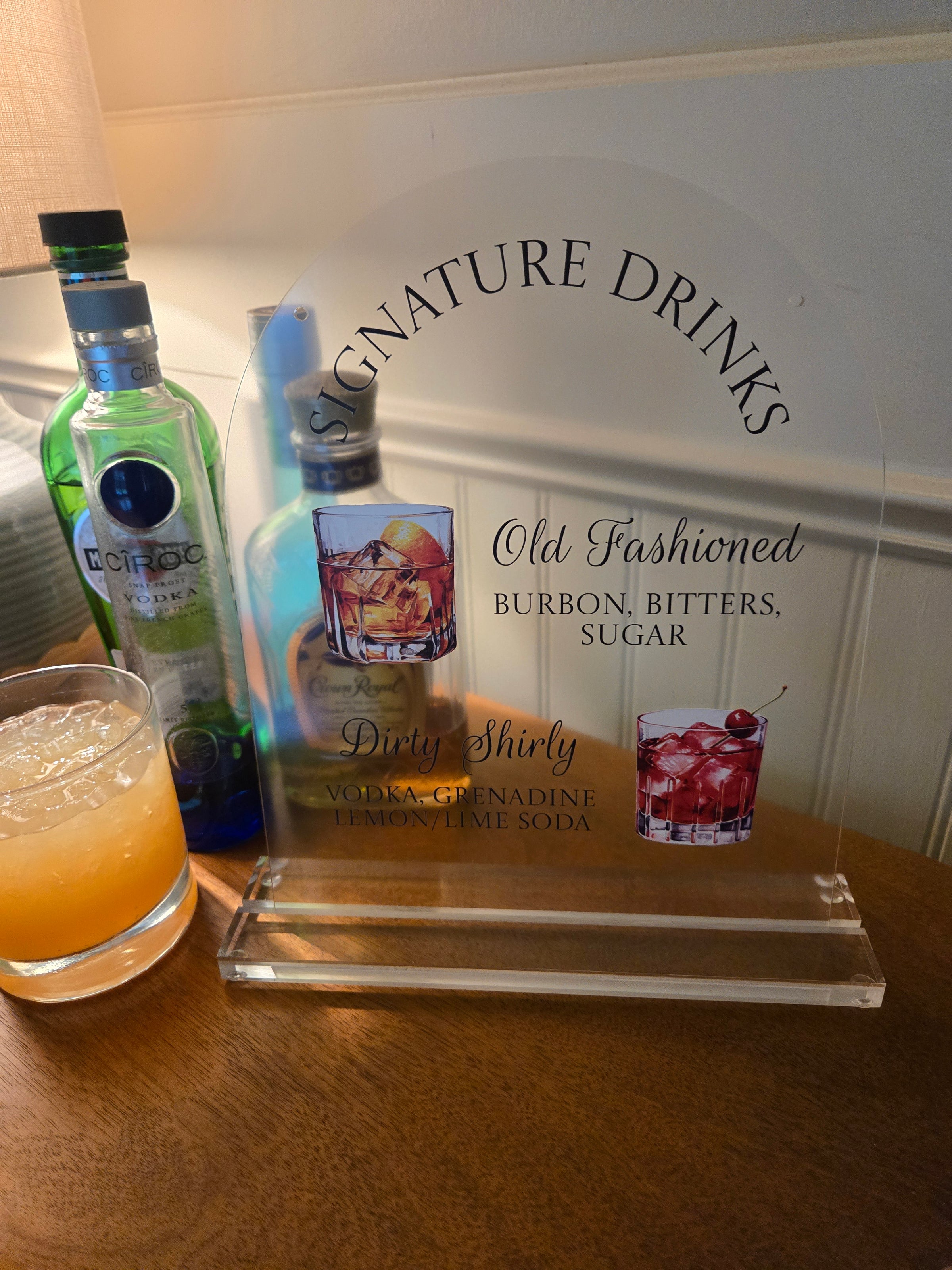 Cocktail His and Hers Illustration Acrylic Table Sign