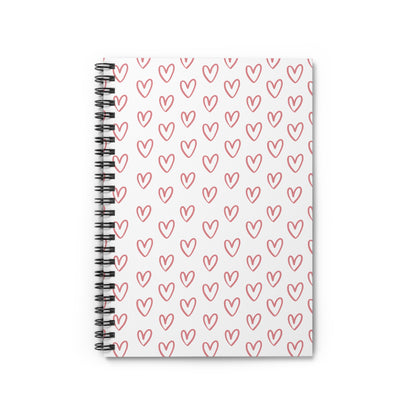 Pink Hearts Valentine Spiral Notebook — Ruled Love Journal for Valentine's Day