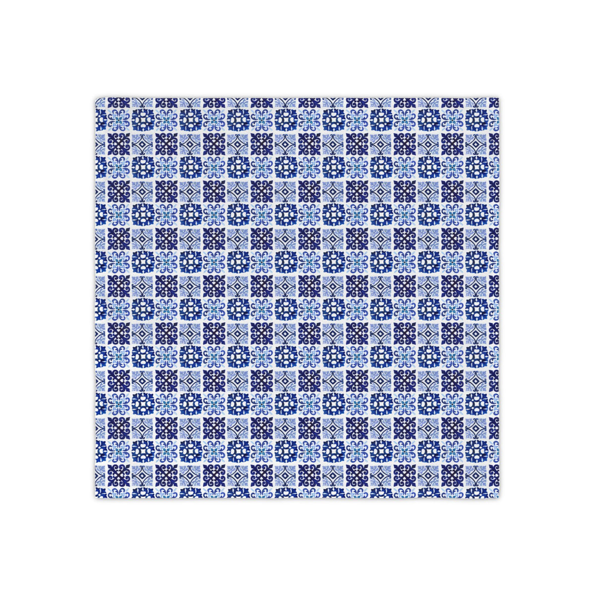 Blue Tile Pattern Cloth Napkin Set (4) — Vintage Mediterranean Dinner Napkins