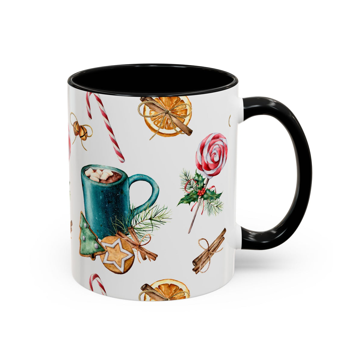 Christmas Candy Cane and Hot Cocoa Coffee Mug