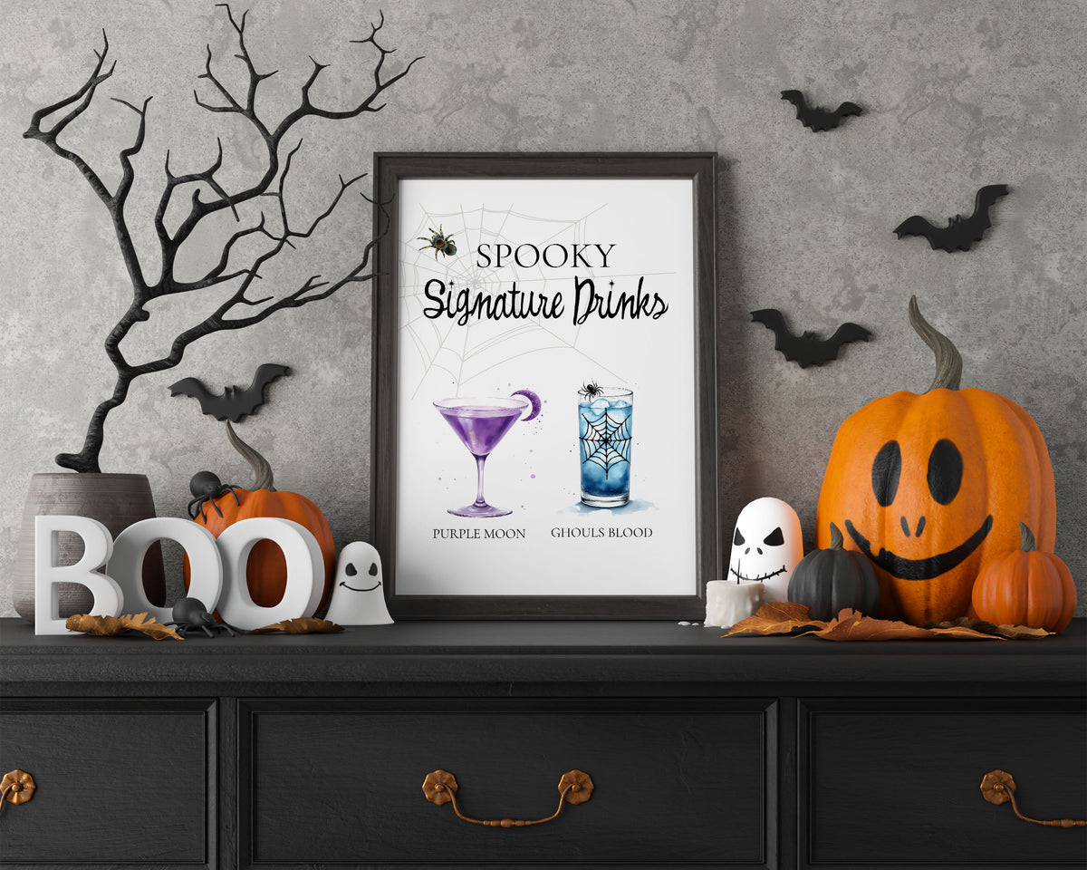 Halloween Spider Signature Drink Sign Bar Template