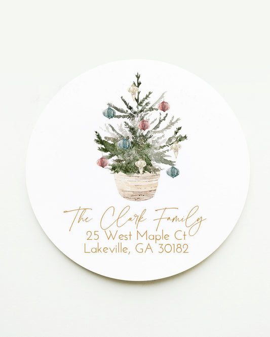 Christmas Tree Holiday Return Address Sticker or Label