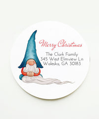 Blue Gnome Christmas Return Address Labels Personalized Stickers