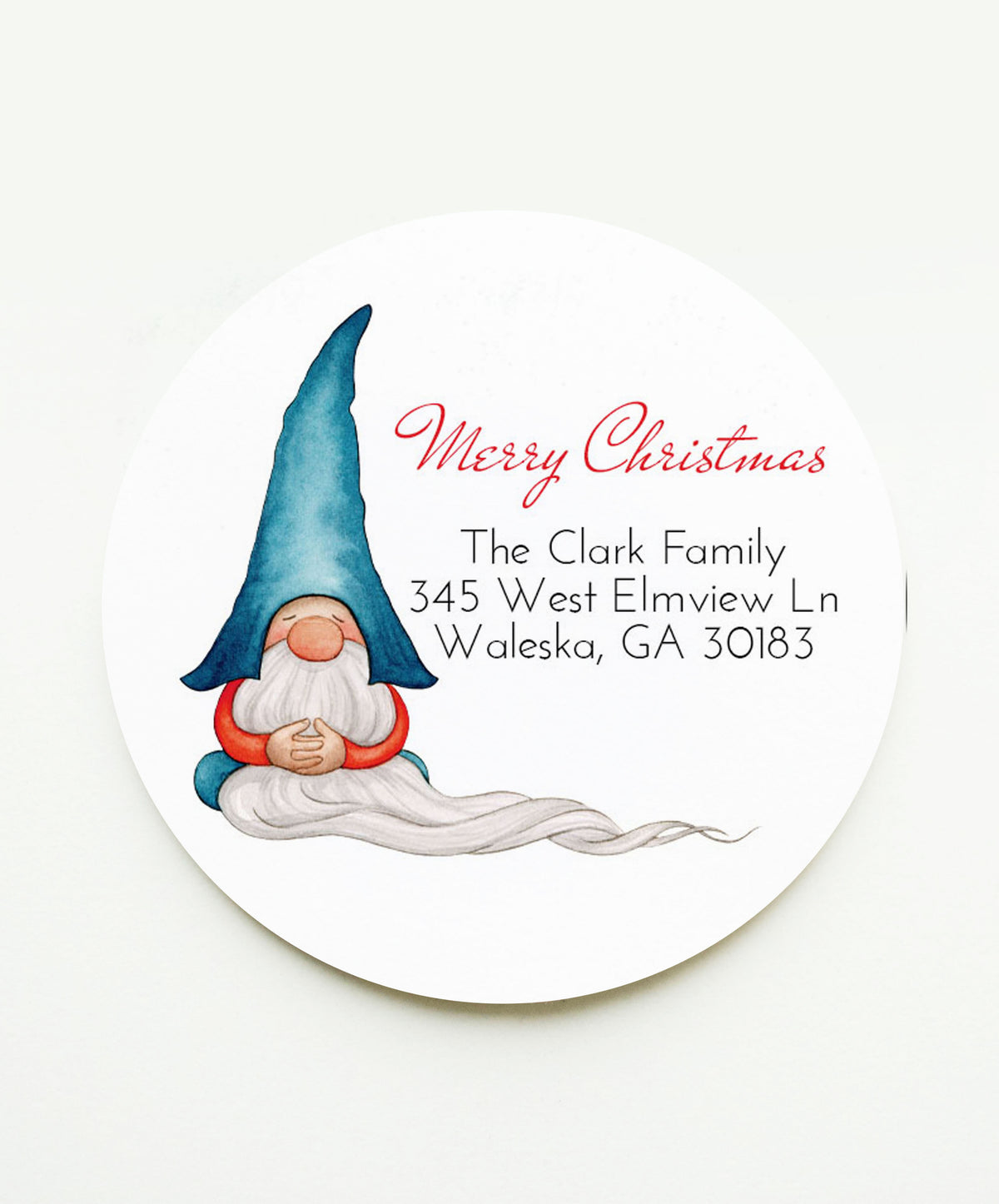 Blue Gnome Christmas Return Address Labels Personalized Stickers