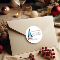 Blue Gnome Christmas Return Address Labels Personalized Stickers